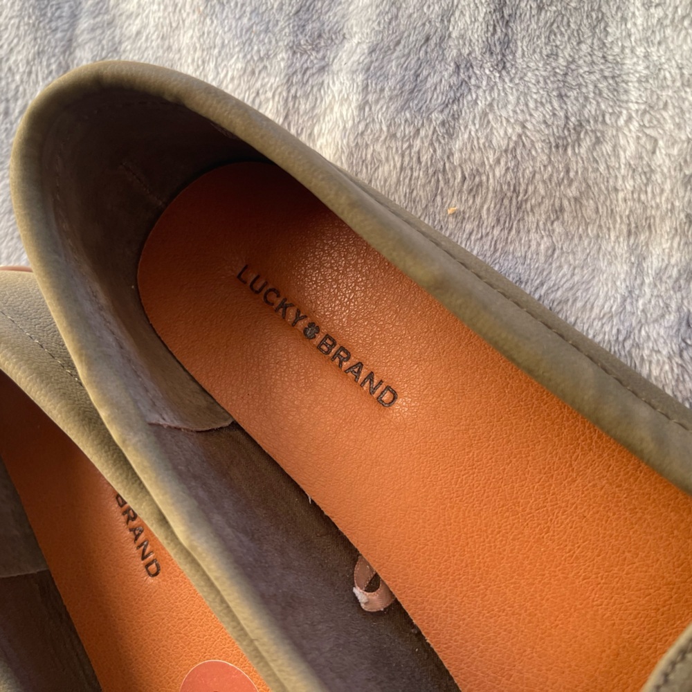 Lucky Brand green leather upper slip on driving loafer - Picture 2 of 8